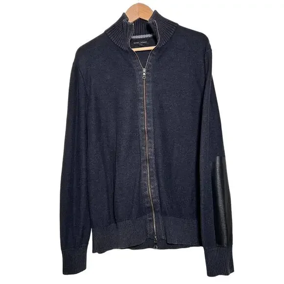 Banana Republic‎ Sweater Jacket Long Sleeve Dual Front Zip Arm Panel Men's Large