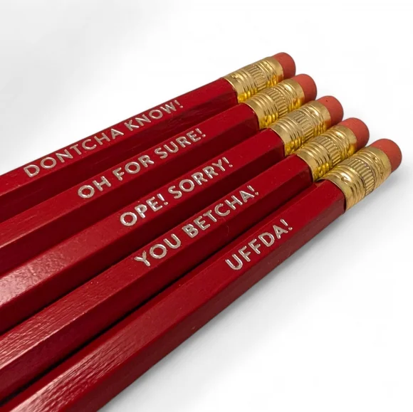 MINNESOTA Novelty Pencils 5pc Set Uffda Dontcha Know Ope You Betcha NWT