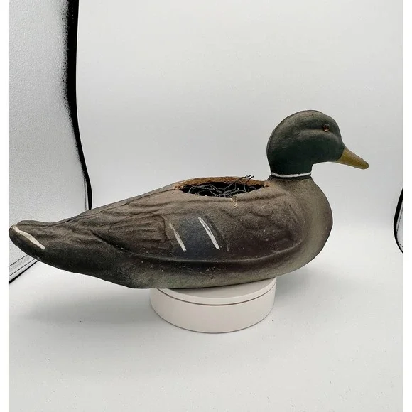 Vintage 1948 Victor Veri-Lite Mallard Decoy – Canvas Over Wire, Lititz PA