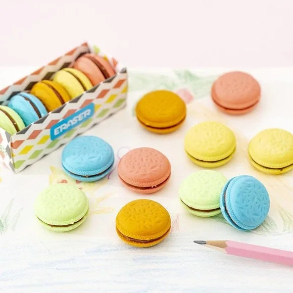 Colorful Macaron Eraser Set 3” New over age‎ 3+