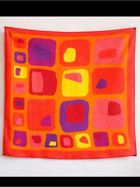 Vintage Jacqueline Ferrar 100% Silk Mod Scarf. Geometric | Retro | Sheer | 20x20