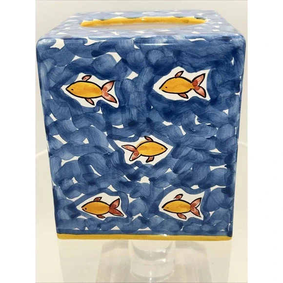 Portugal By Donacer Tissue Box Cover Hand painted Swimming Fish#452