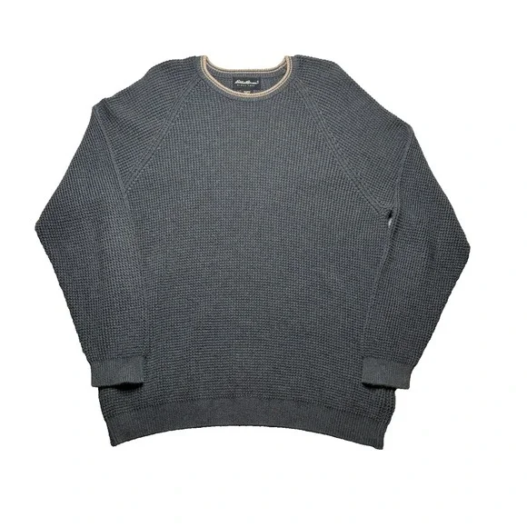 Banana Republic Waffle Knit Sweater Mens XL Gray Crewneck Pullover 100% Cotton