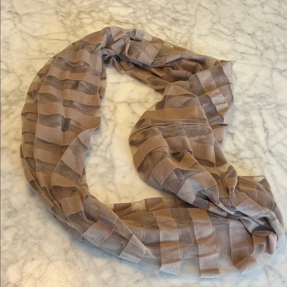 Elegant Tan Striped Infinity Scarf