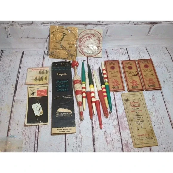 Vintage Lot Of Hooks, Flies, Bobbers, Everything‎ Including The Kitchen Sink!