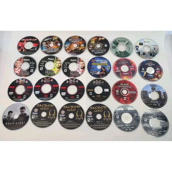 VTG PC CD-ROM Windows Game Lot Of 24 – Discs Only -‎ Diablo, Half-Life, Icewind