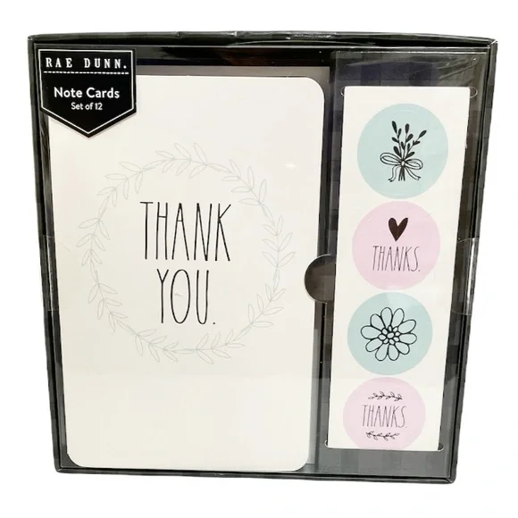 NIB Rae Dunn THANK YOU Note Card Set