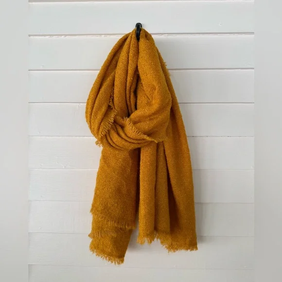 J. Crew Factory | Mustard Yellow Fringe Blanket Scarf 30x70