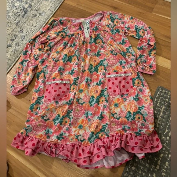 Matilda Jane Pink and Blue Button Nightgown Size 10