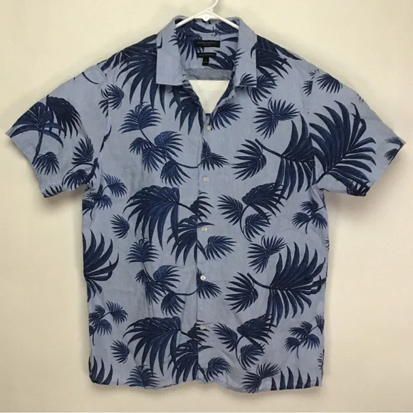 Banana Republic men’s linen short sleeve button up Hawaiian shirt large