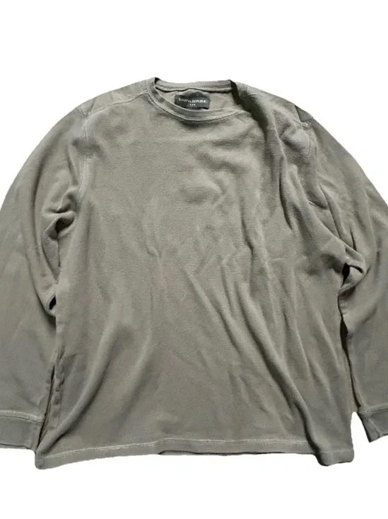 Men’s Banana Republic Brown Waffle Long Sleeve Cotton Shirt Size XL