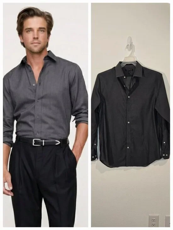 BANANA REPUBLIC BUTTON DOWN DRESS SHIRT size M gray gently used