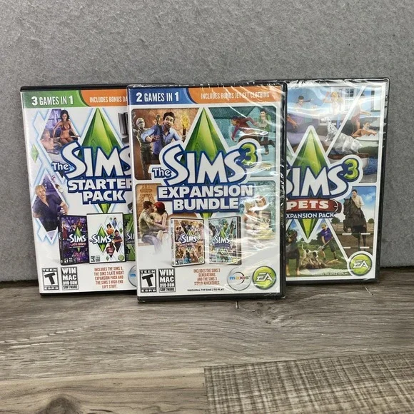 Lot Of 3 Sims 3 Pc Games Starter Pack / Expansion Pack‎ Pets EA Games READ