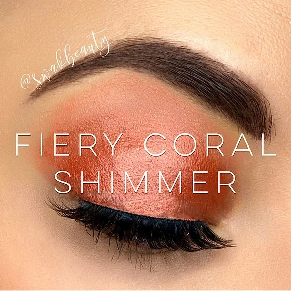 ShadowSense Fiery Coral Shimmer NEW Warm Red Cream to Powder Eyeshadow Vegan
