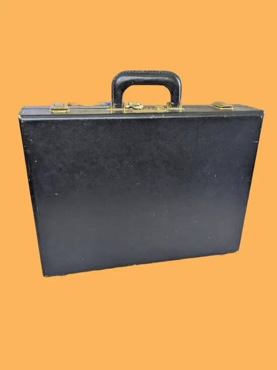 Vintage Genuine Leather Cowhide Combo Locking Briefcase
