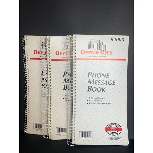 Vintage Office City 94003 Phone Message Book 2-Part Carbonless Retro 90s Spiral