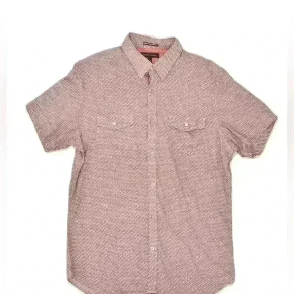 BANANA REPUBLIC MENS SHORT SLEEVE SHIRT LARGE RED GEOMETRIC COTTON