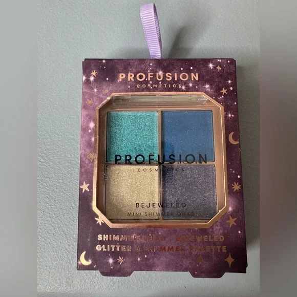 Profusion shimmer quad Bejeweled Mini Shimmer Palette - Teal, Blue, Gold, Purple