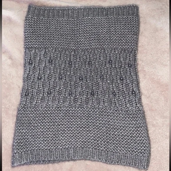 Betsey Johnson knit cowl neck scarf with pearls