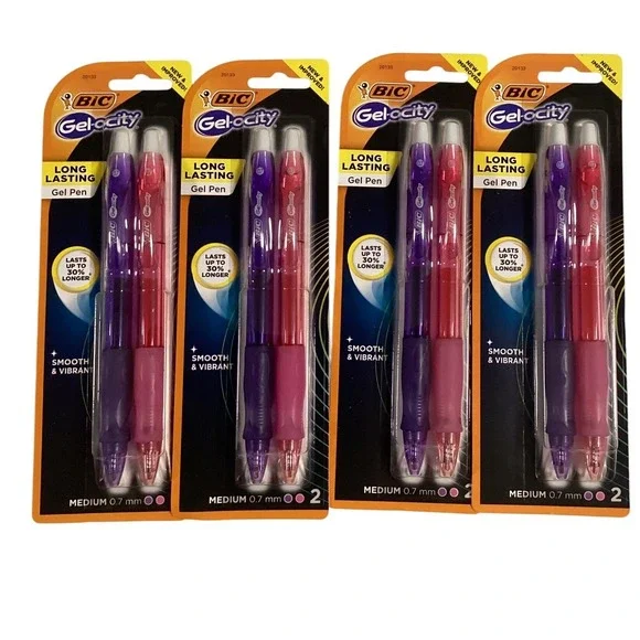 BIC Gelocity Gel Pens, Medium Point 0.7mm, Assorted Ink Colors, 2-Count‎ Pack.