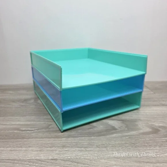 Set Of 3‎ Stacked Desk Set, Aqua Letter Trays - Stay Organized 2026!