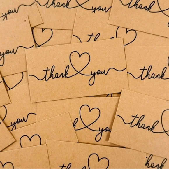 25 Kraft Paper Thank You Cards (2x3.5in)