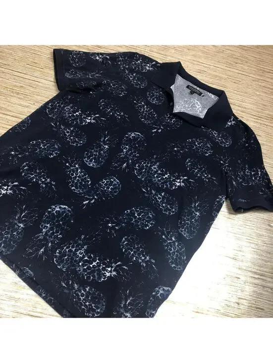 3276 Banana Republic perfomance Pique polo top Pineapple NAVY sz XL tall