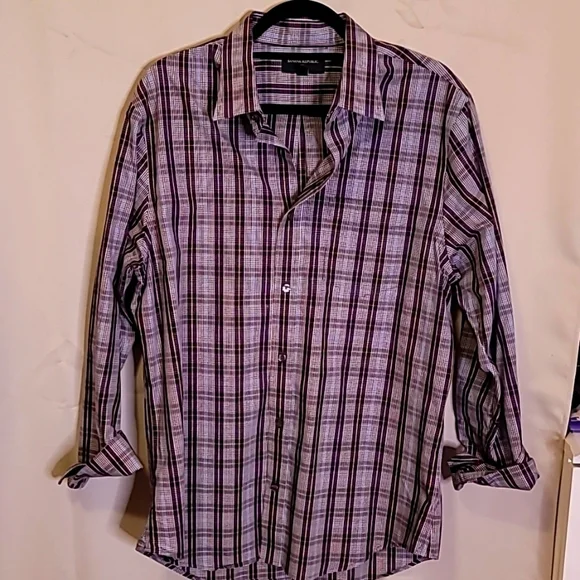 Banana Republic Purple Stripes Non Iron Slim Fit 16-16 1/2 34-35