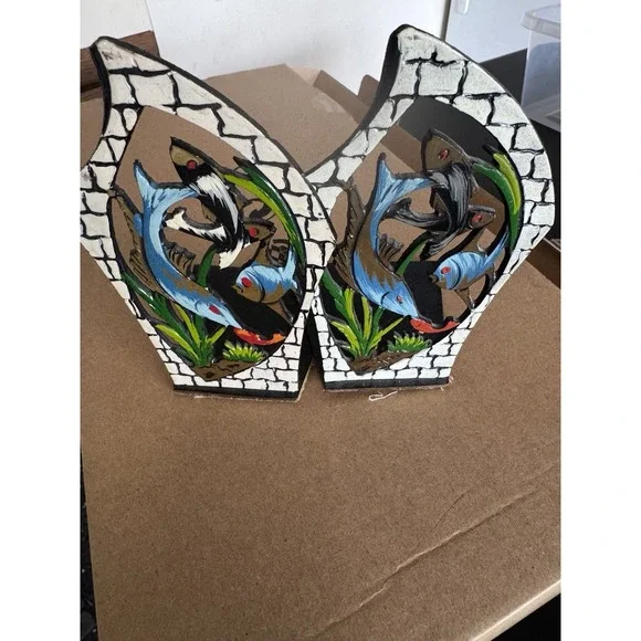 Vintage Bookends 50's‎ Made In Israel Fish Design