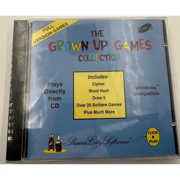 The Grown-Up Games Collection PC CD-ROM 1995 Prairie City Software‎ Sealed