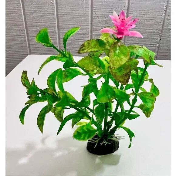 Aquarium Decoration Pink Floral Plastic Plant