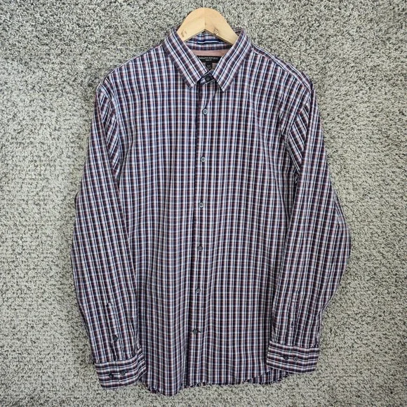 Banana Republic Shirt Mens XL Blue Plaid Button Down Slim Fit Long Sleeve Casual