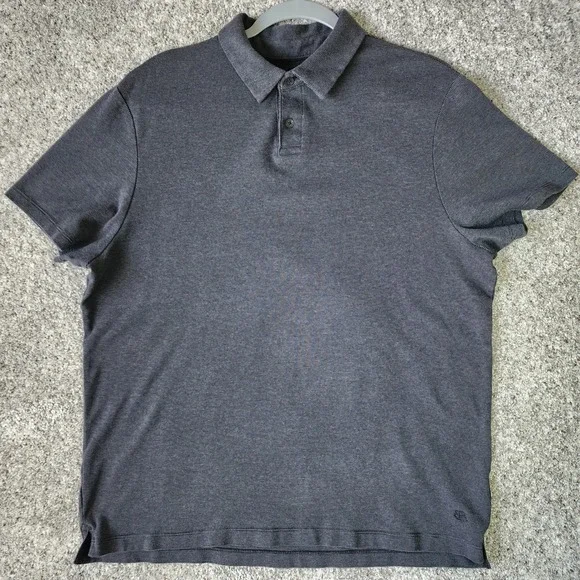 Banana Republic Polo Shirt Mens‎ XL Grey Micro Stripe Cotton Short Sleeve EUC