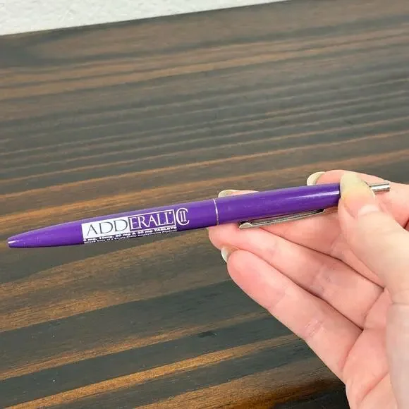 Vintage Adderall Pharmaceutical Promotional Pen Purple White Bic *non working*