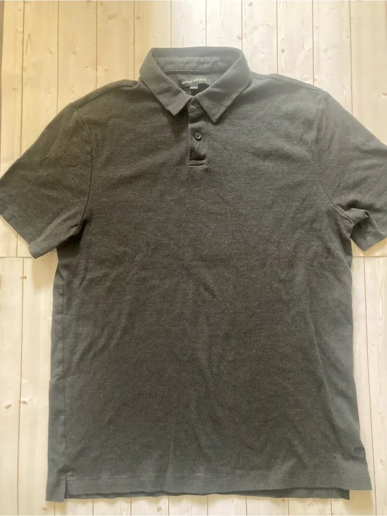 Banana Republic Polo Shirt Mens Large Black Short Sleeve Pique Cotton Tonal Logo
