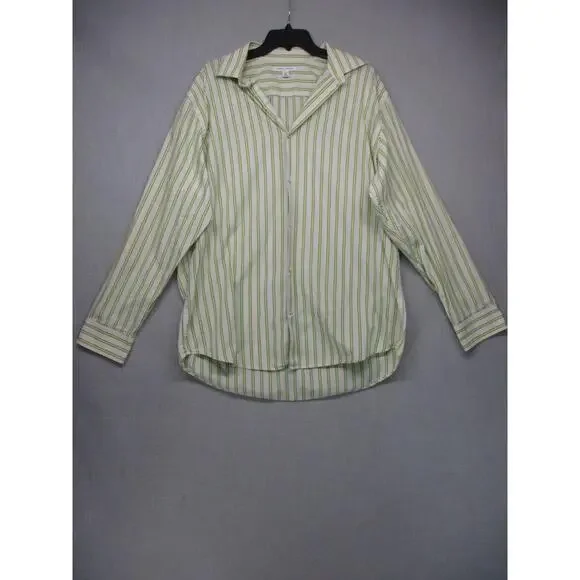 Banana Republic Green Striped Classic Timeless Buttonup Shirt‎ Size 17-17½ XL