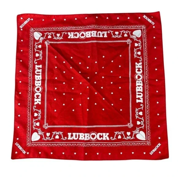 Lubbock Texas Bandana Scarf Red Heart Print Some Kind of‎ Special Souvenir