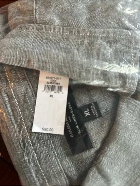 Banana Republic Linen Blend Dress Shirt in Light Gray