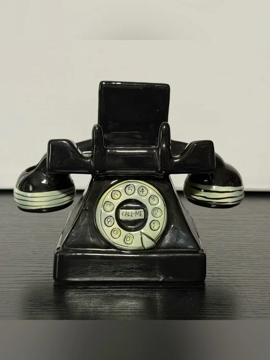 RARE! VTG Ceramic Rotary Telephone that Holds Pen & Note Pad or Business Cards
