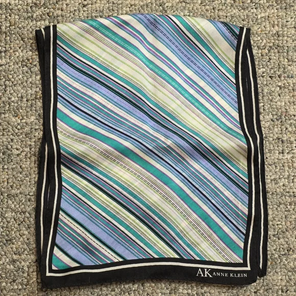 AK Anne Klein Multi-color Diagonal Stripe Silk Oblong Scarf