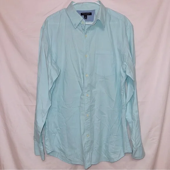 Men's Banana Republic Blue Soft Wash Slim Fit Cotton Dress Shirt size XL