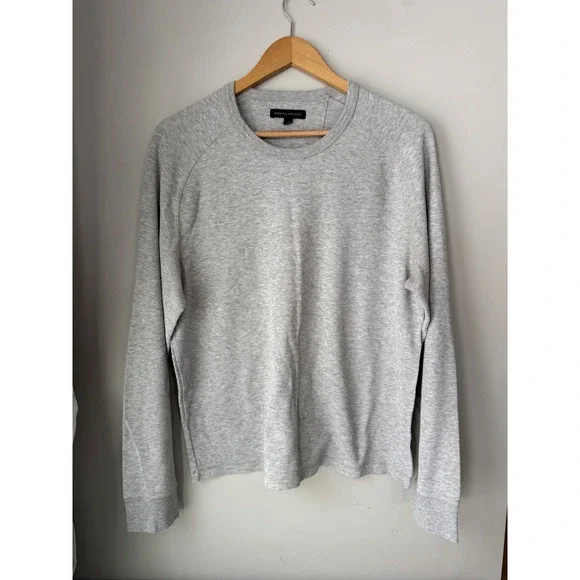 Banana Republic Mens Gray Long Sleeve‎ Raglan Thermal Knit Shirt Size Large