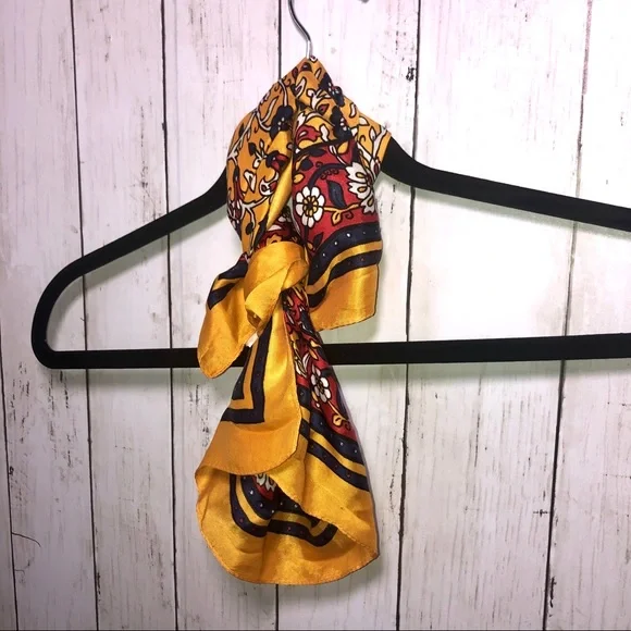 Berkshire Yellow Floral Italian Made 70s Vintage Scarf