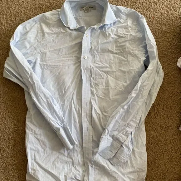 Mens Light Blue and White Striped Banana Republic Button Down Shirt