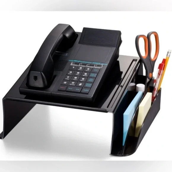 Plastic Office Home Stand with Pen & Note Pad Slots, Black color, EUC