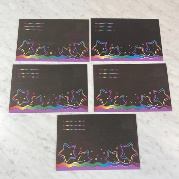 Gel Pen Star Envelopes Vintage Set of 5