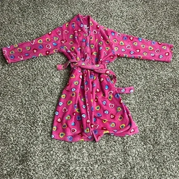 Children’s Place Heart Fleece Robe Size L 10/12
