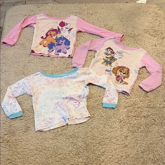 (3) Toddler Long Sleeve Pajama Tops
