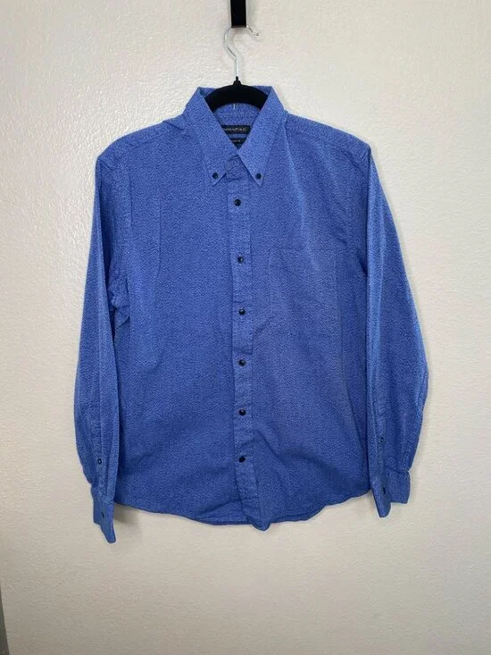 Banana Republic Mens Blue Patterned Long Sleeve Shirt Size M 100% Cotton collar