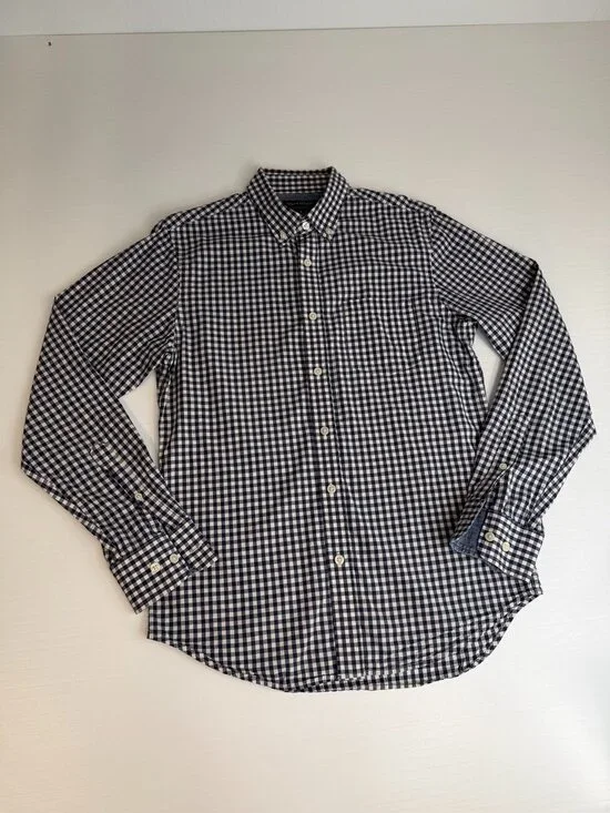 Banana Republic Button Up Men Small Slim Fit Soft Dress Shirt Gingham Work Ex